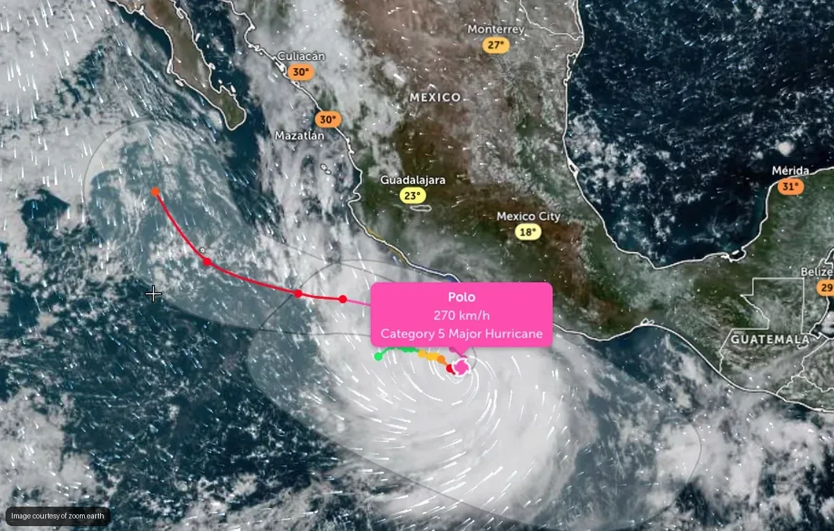 Hurricane Polo Reaches Category 5, Threatens Coastal Areas of Mexico
